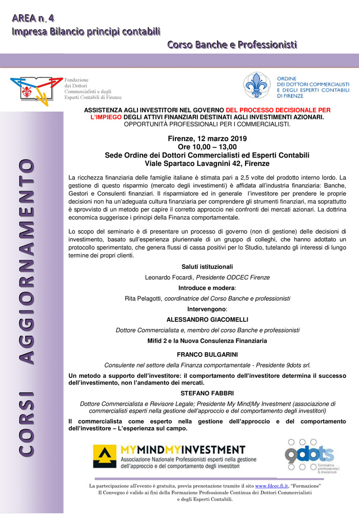 ASSISTENZA AGLI INVESTITORI NEL GOVERNO DEL PROCESSO DECISIONALE PER L’IMPIEGO DEGLI ATTIVI FINANZIARI DESTINATI AGLI INVESTIMENTI AZIONARI